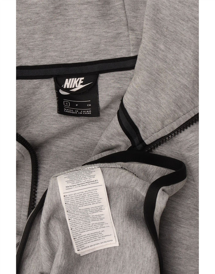 Męski sweter z kapturem i zamkiem błyskawicznym Nike, mały, szary, z bawełny w cętki
