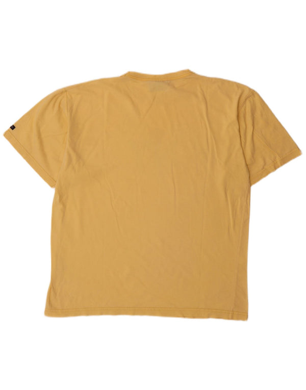 Navigare Mens Graphic T-Shirt Top Medium Yellow Cotton