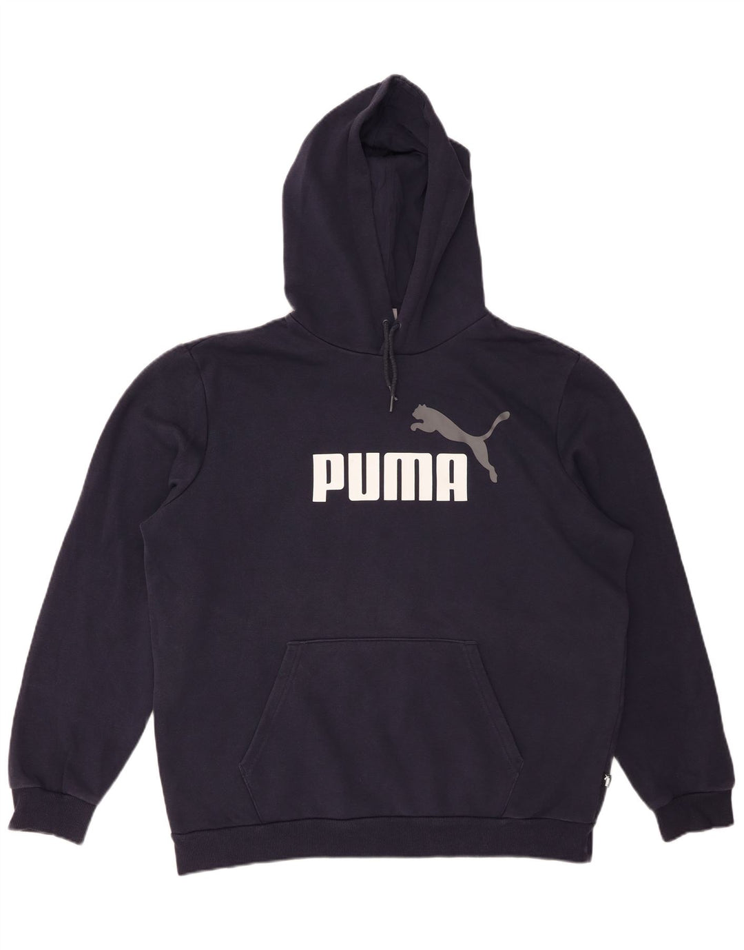 Męski sweter z kapturem i grafiką PUMA, duży, granatowy, bawełniany