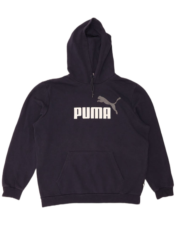 Męski sweter z kapturem i grafiką PUMA, duży, granatowy, bawełniany