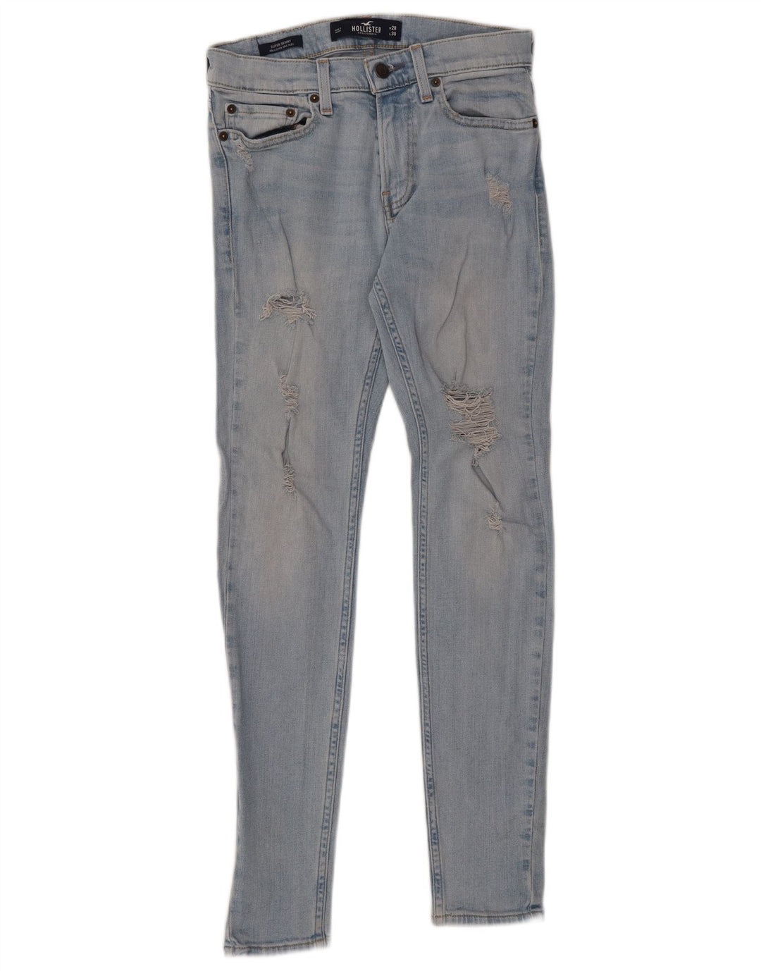 HOLLISTER Damskie jeansy super obcisłe w trudnej sytuacji W28 L30 Niebieskie bawełniane