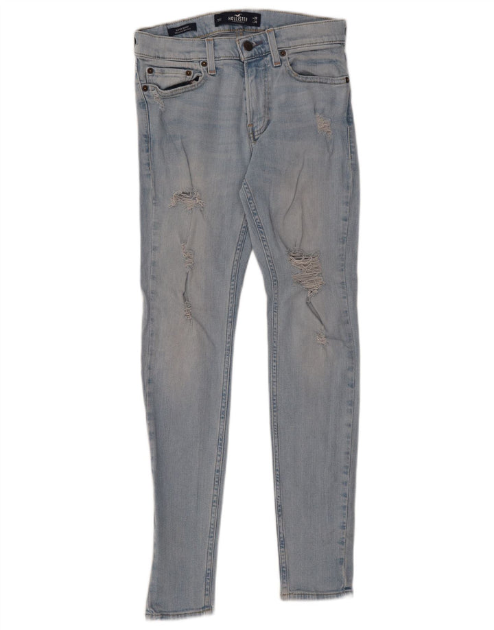 HOLLISTER Damskie jeansy super obcisłe w trudnej sytuacji W28 L30 Niebieskie bawełniane