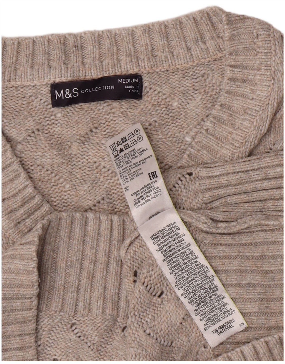 Marks & Spencer Damski sweter z dekoltem w kształcie litery V, UK 14, średni szary