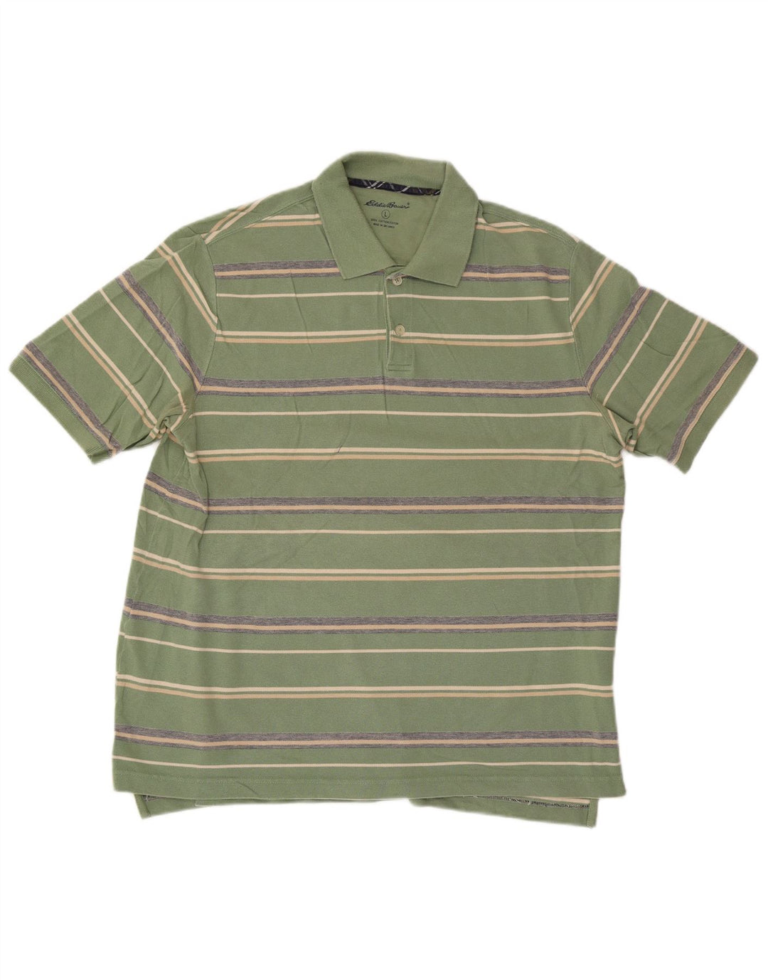 Męska koszulka polo Eddie Bauer, duża, bawełniana w zielone paski