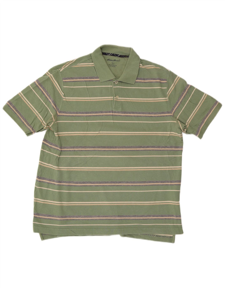 Męska koszulka polo Eddie Bauer, duża, bawełniana w zielone paski