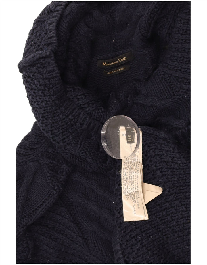 MASSIMO DUTTI Womens Roll Neck Jumper Sweater UK 10 Small Navy Blue Cotton
