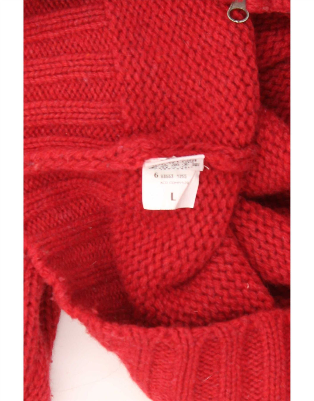 Męski sweter rozpinany White Sails, duży, z czerwonej wełny dziewiczej
