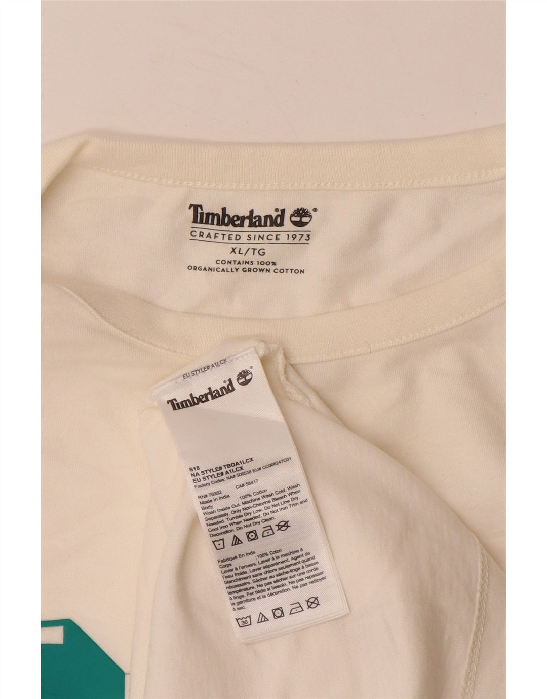 Męski graficzny top TIMBERLAND z długim rękawem XL w kolorze złamanej bieli, bawełniany
