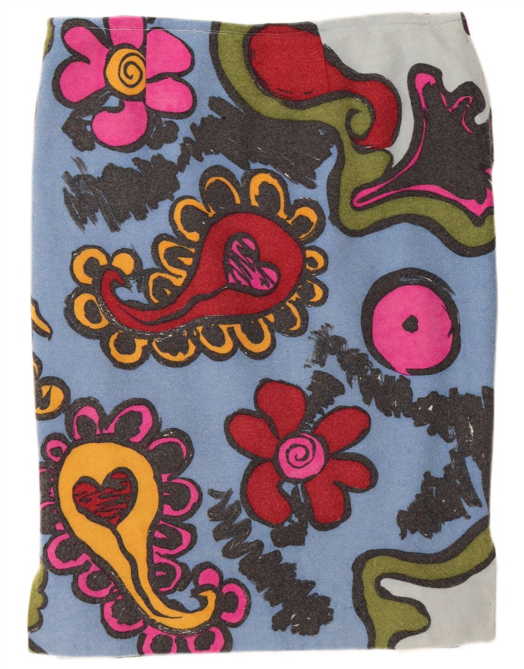 Vintage damska prosta spódnica W36 XL w niebieskie kwiaty