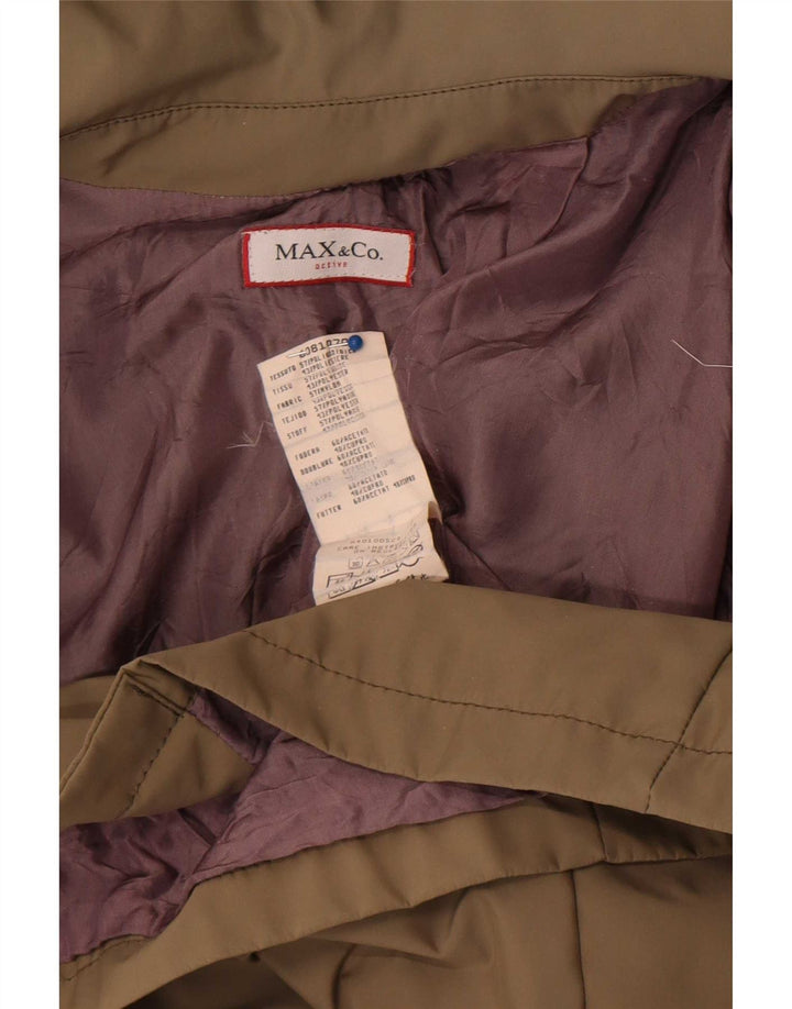 Damski płaszcz przeciwdeszczowy z kapturem Max & Co., UK 14, duży, khaki, poliamid