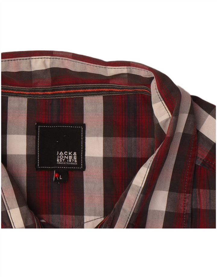 Koszula męska Jack & Jones, duża, bordowa, bawełniana w kratkę