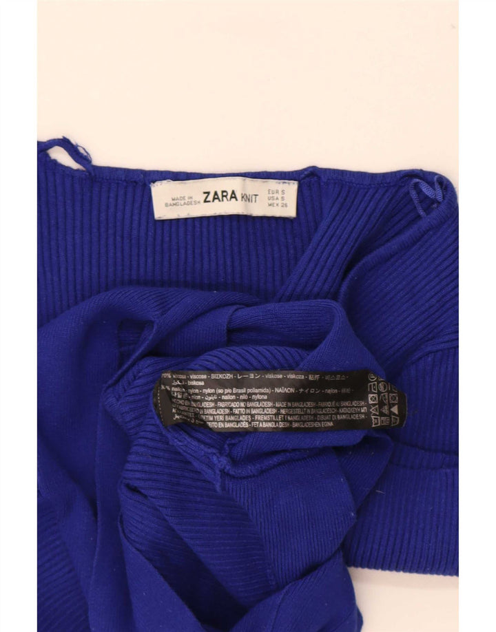 Krótki top damski Zara UK 8 Small Blue wiskoza