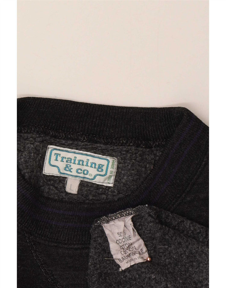 Sweter męski w stylu vintage, duży, szary, bawełniany