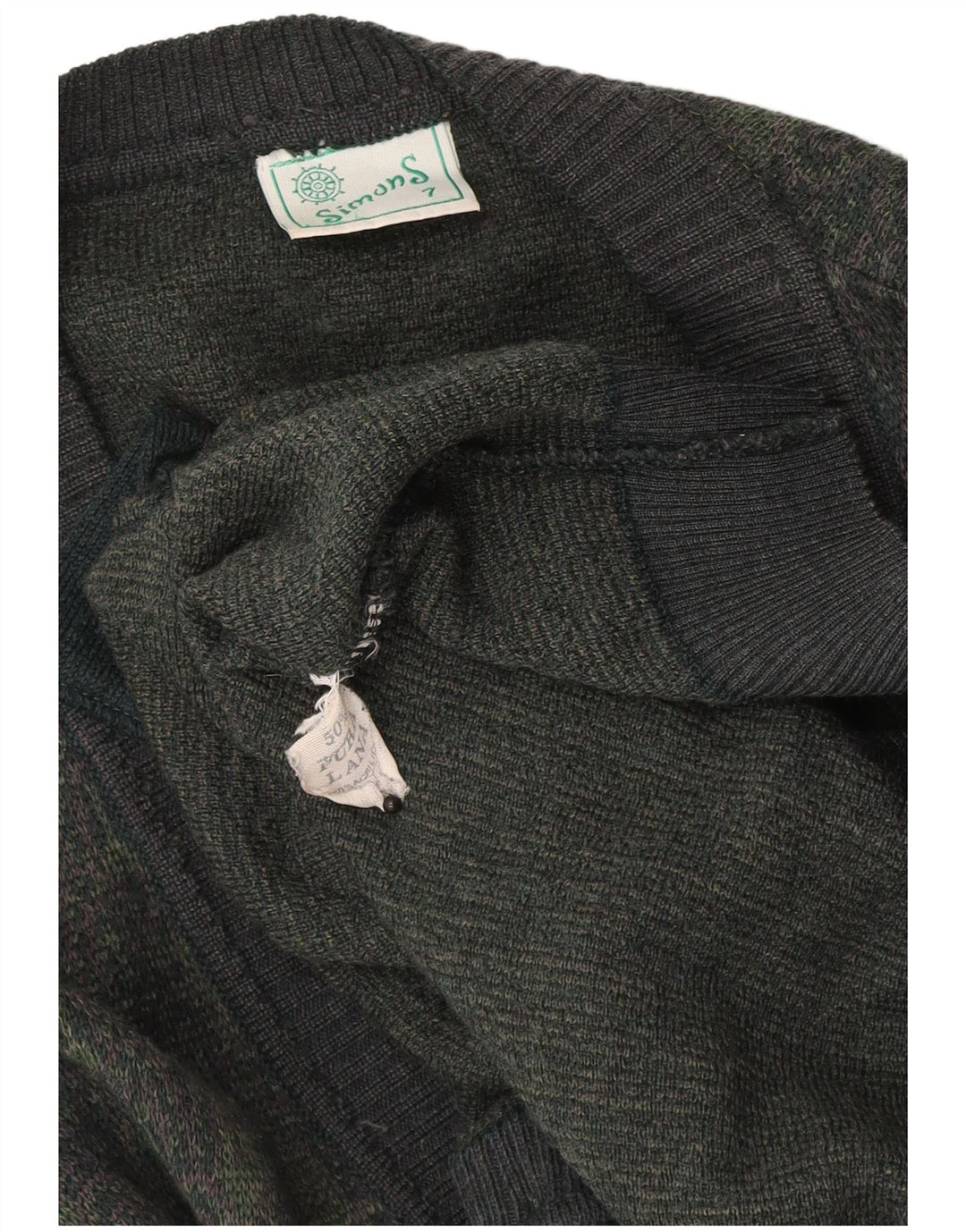 Sweter męski w stylu vintage, duży, geometryczny, wełniany khaki