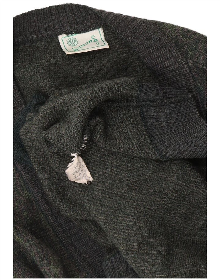 Sweter męski w stylu vintage, duży, geometryczny, wełniany khaki