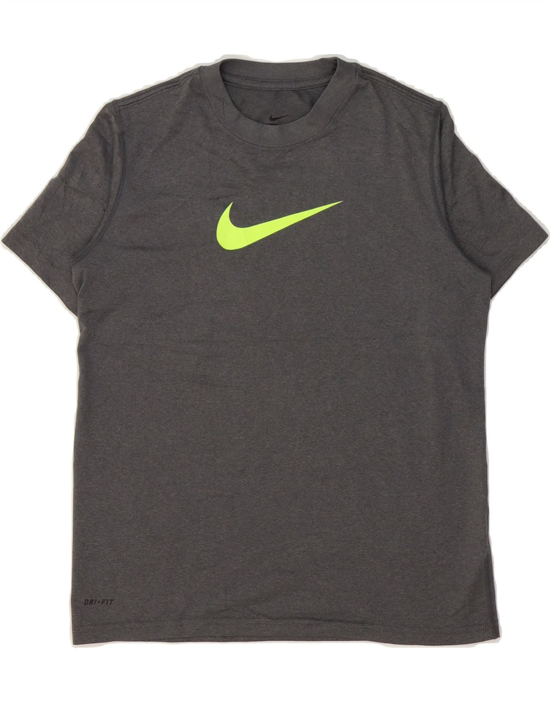 NIKE Womens Dri Fit Graphic T-Shirt Top UK 12 Medium Grey Polyester Vintage Nike and Second-Hand Nike from Messina Hembry 