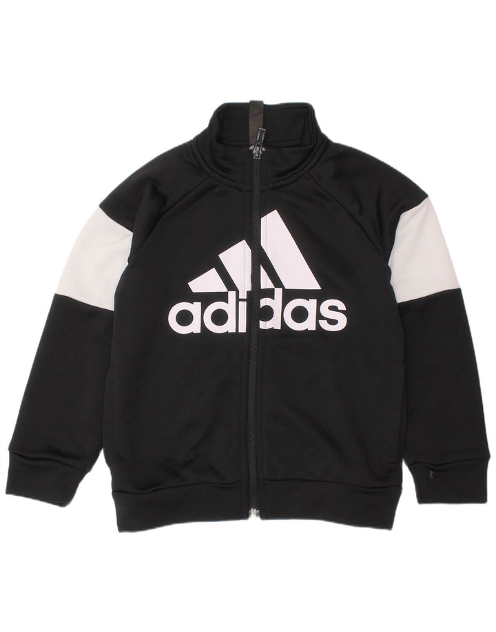 Chłopięca kurtka dresowa ADIDAS z grafiką, 4-5 lat, czarna, z blokami kolorów