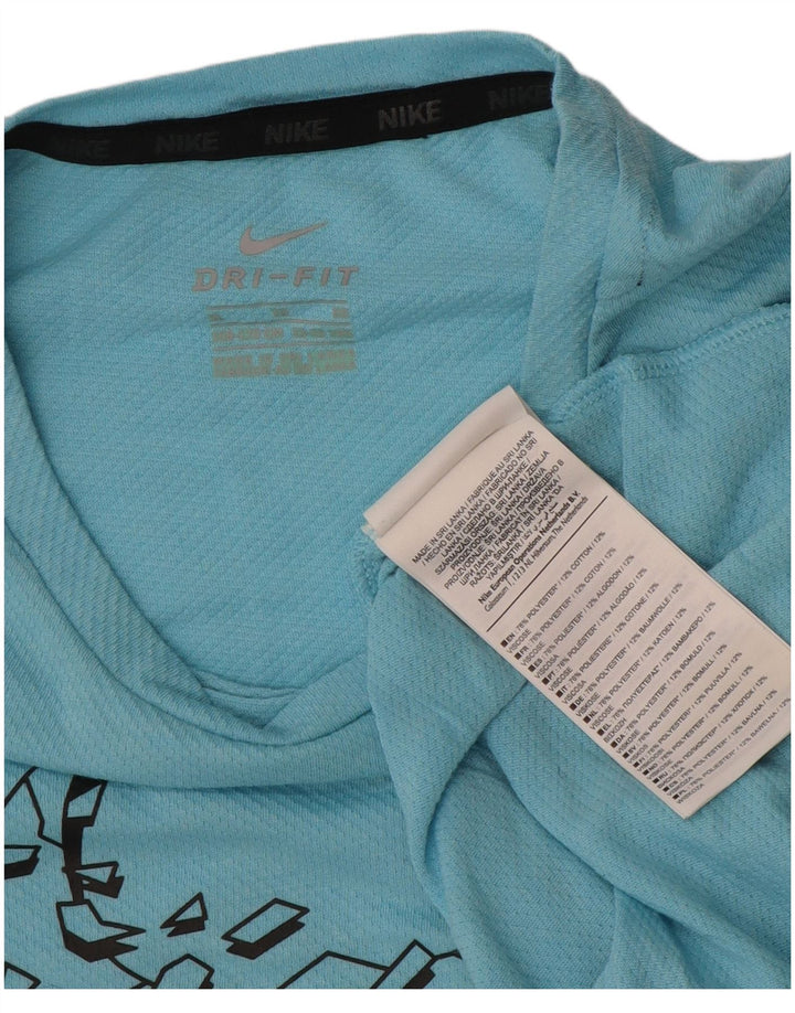 Chłopięcy T-shirt z grafiką Nike, 13-14 lat, XL, niebieski, poliester