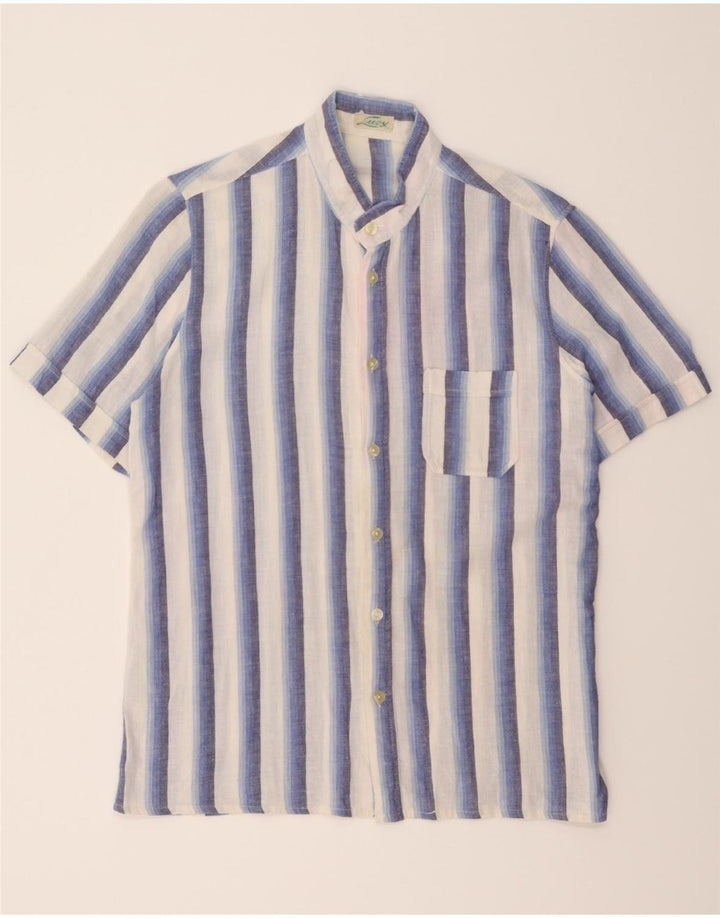 LUCY Mens Short Sleeve Shirt Size 43 Large Blue Striped Vintage Lucy and Second-Hand Lucy from Messina Hembry 