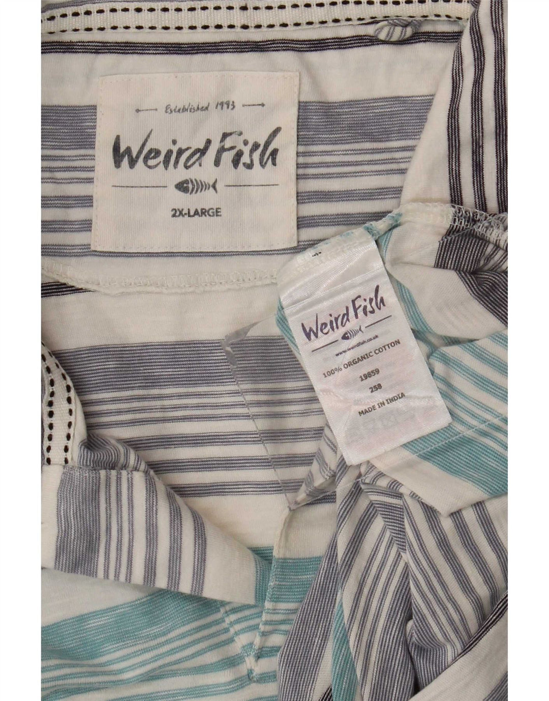 Męska koszulka polo Weird Fish 2XL, niebieska, bawełniana w paski