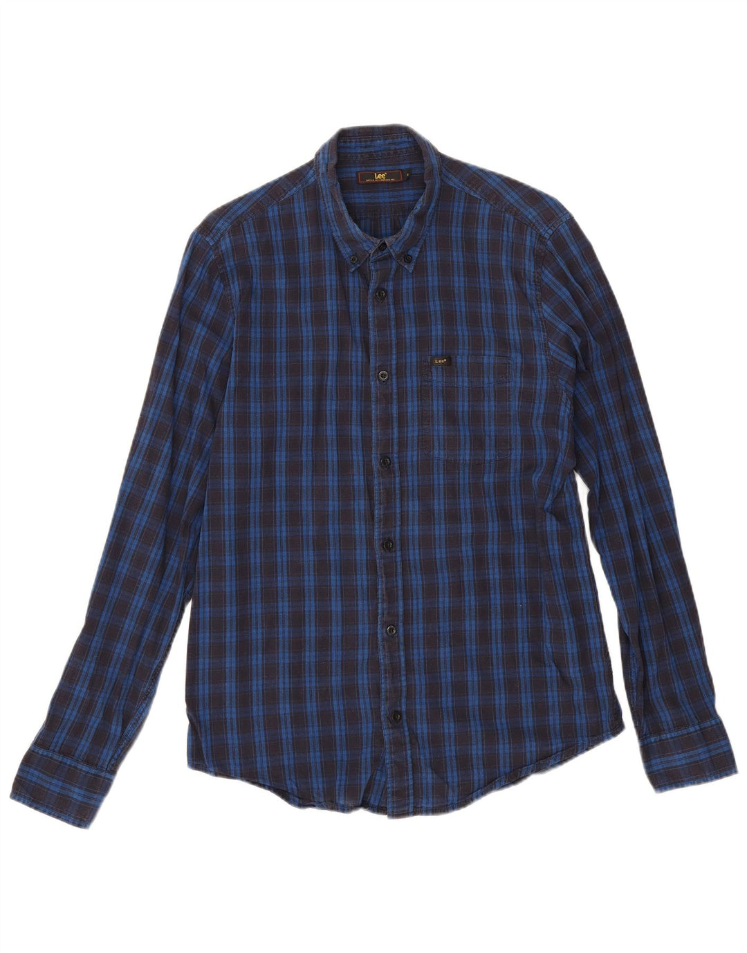 Koszula flanelowa męska Lee, średnia, granatowa, bawełniana w kratkę