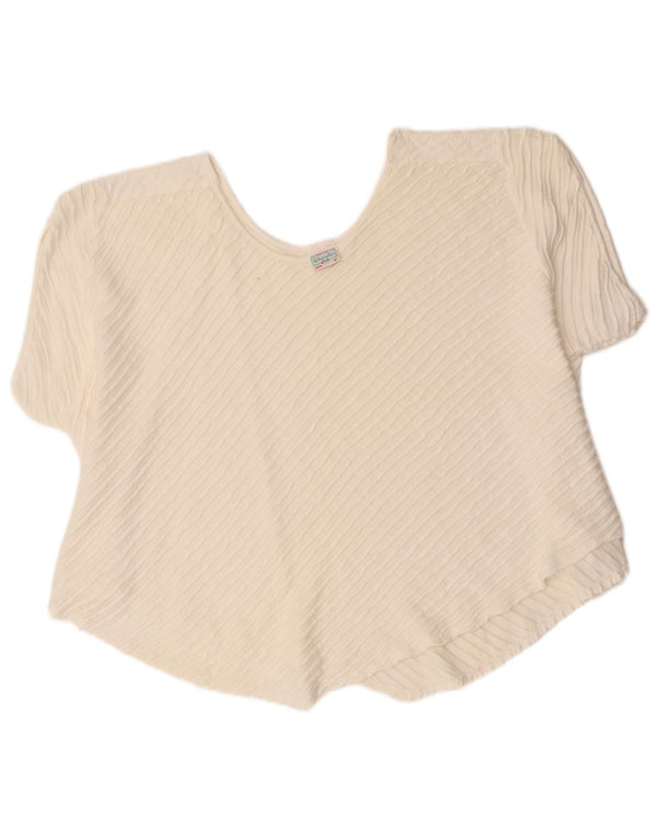 Damska asymetryczna bluzka oversize Benetton UK 14, średnia biała bawełna