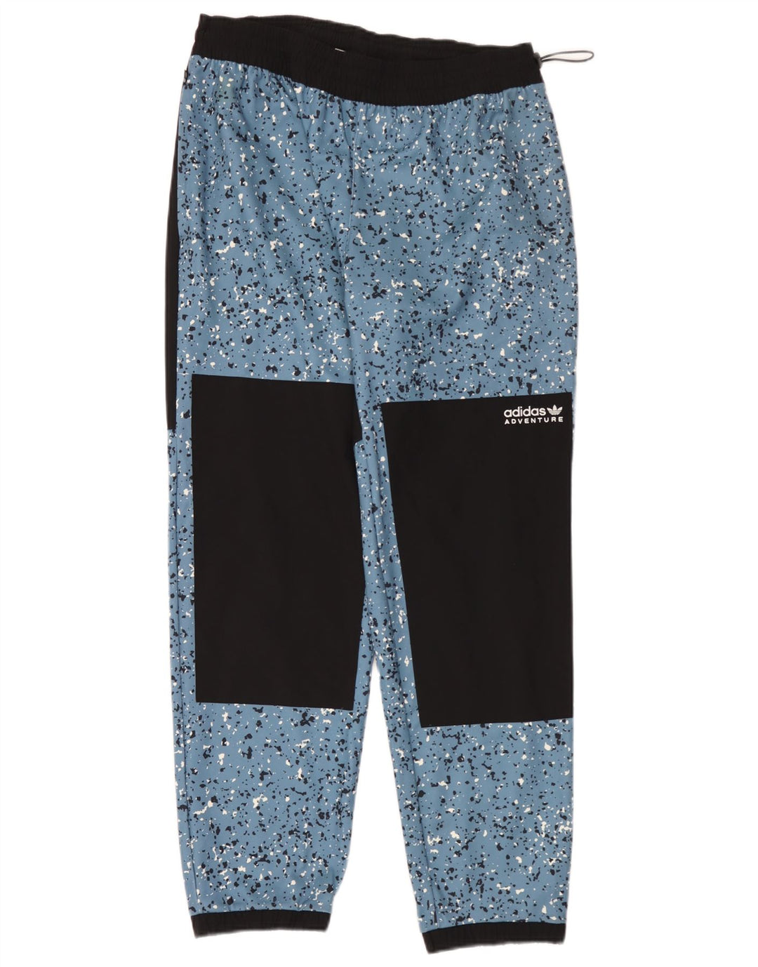 Męskie spodnie wiatrówkowe Adidas Adventure, duże, niebieskie, poliestrowe w cętki