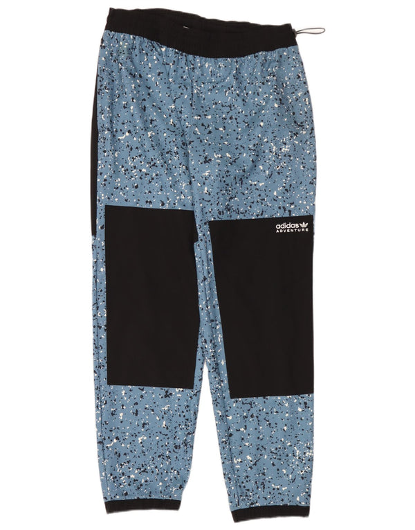 Męskie spodnie wiatrówkowe Adidas Adventure, duże, niebieskie, poliestrowe w cętki