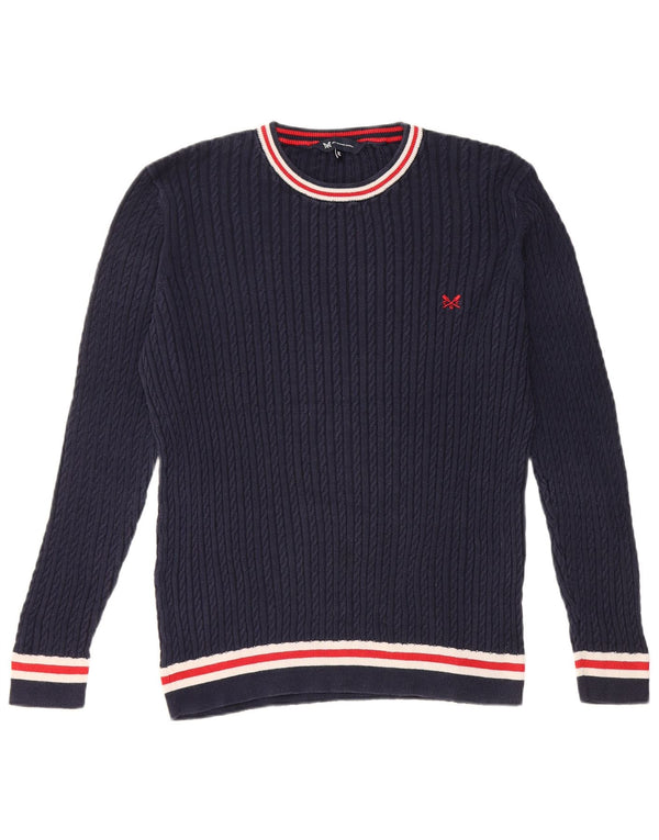 Crew Clothing Damski sweter z okrągłym dekoltem, UK 18 XL, granatowy, bawełniany