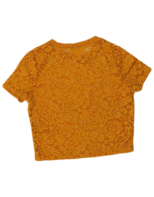 Damska krótka bluzka Zara Top UK 10, mała, żółta, w kwiaty