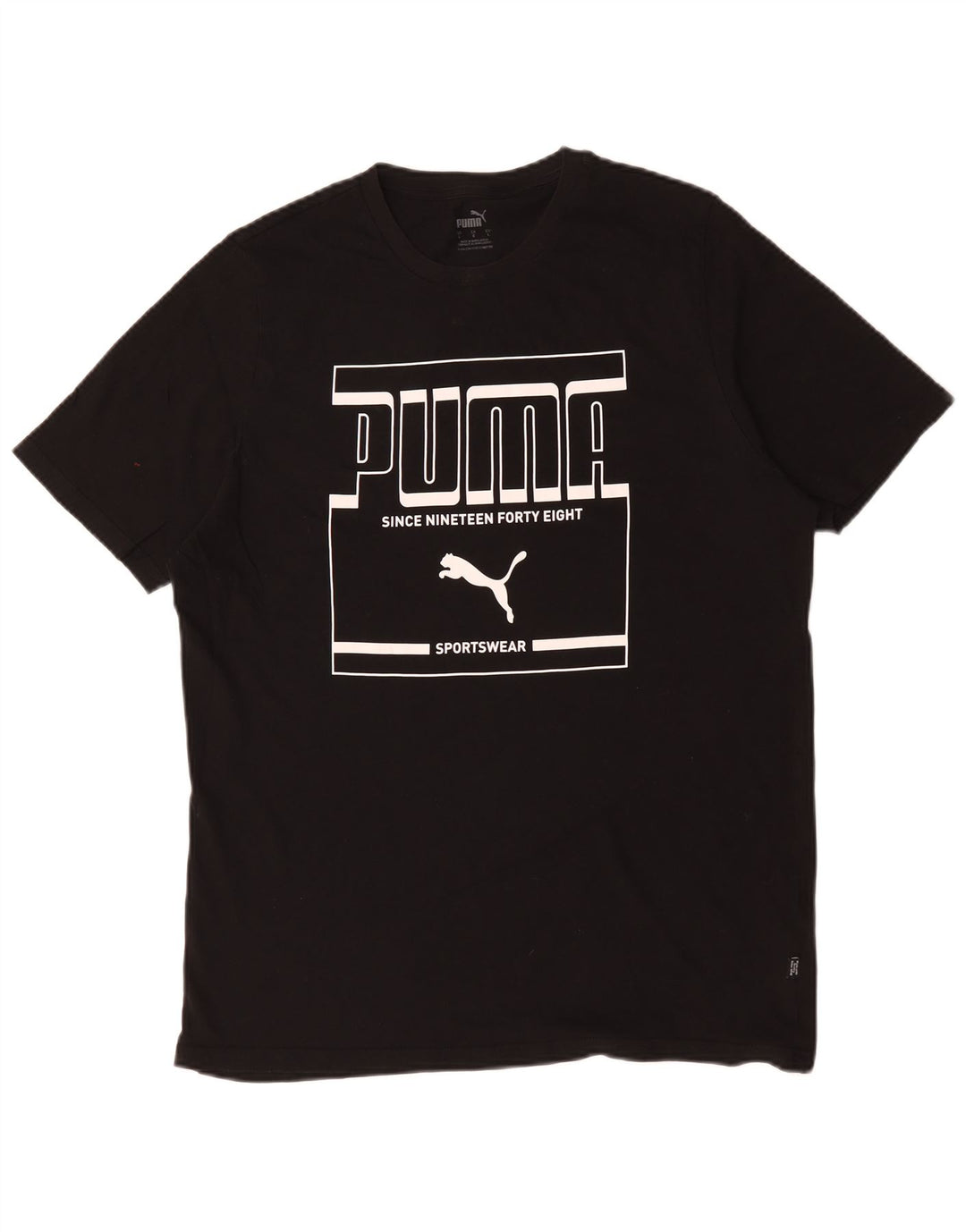 Męski T-shirt z grafiką Puma, duży, czarny, bawełniany