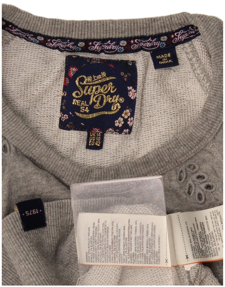 Damski sweter dresowy Superdry UK 14, średnioszary, bawełniany