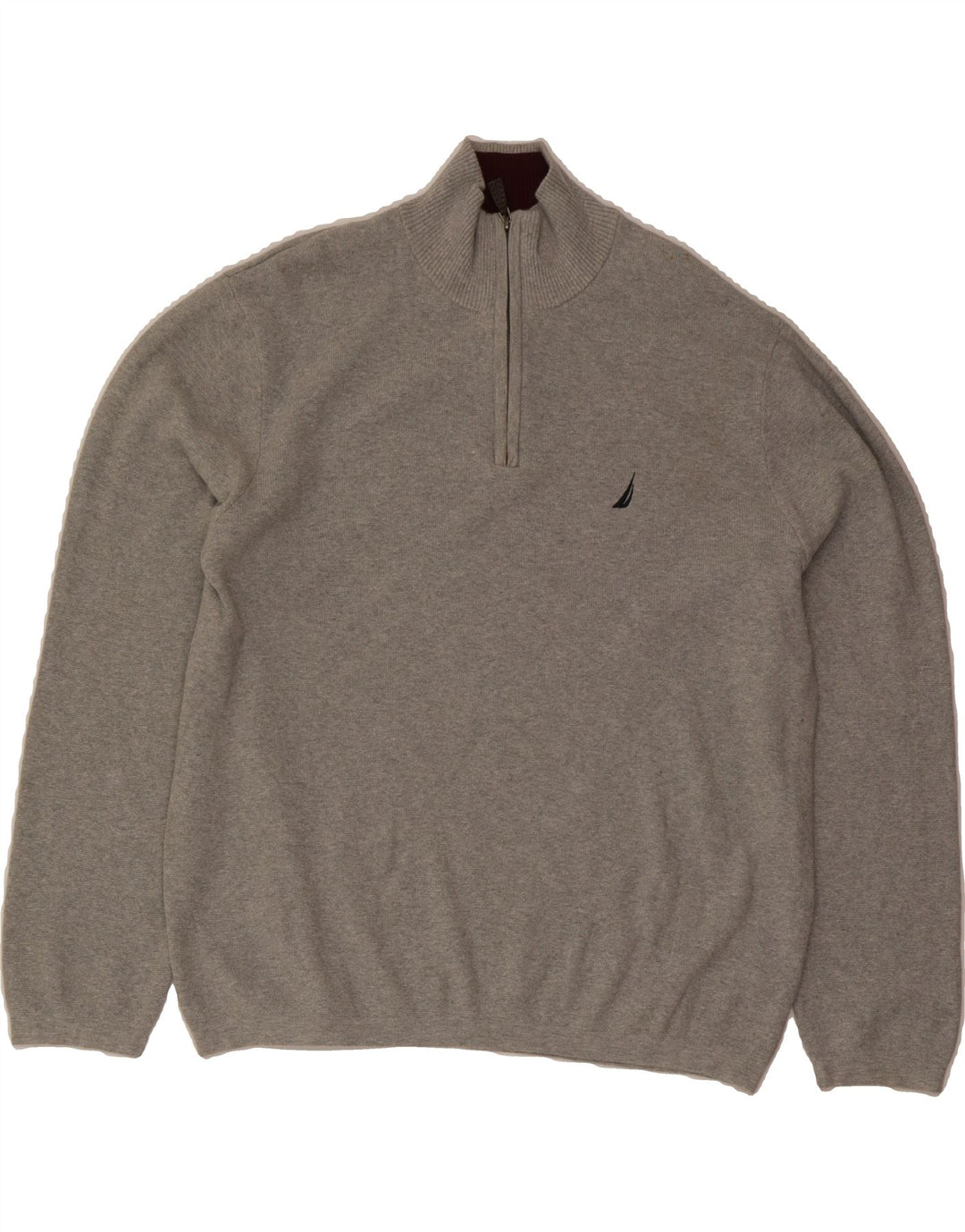 NAUTICA Mens Zip Neck Jumper Sweater Large Beige Cotton Vintage Nautica and Second-Hand Nautica from Messina Hembry 