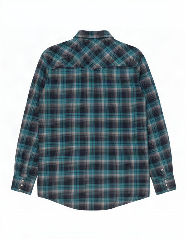Wrangler Męska wysoka koszula flanelowa XL w niebieską kratkę, bawełniana