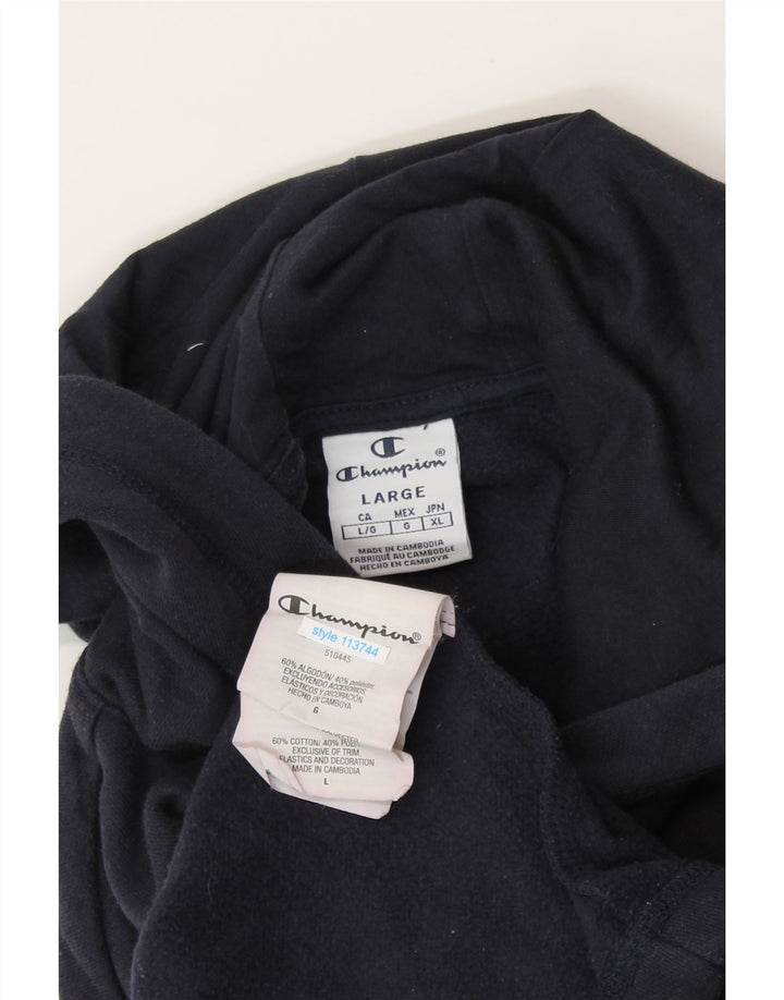 Damski sweter z kapturem i grafiką CHAMPION UK 16, duży, granatowy, bawełniany