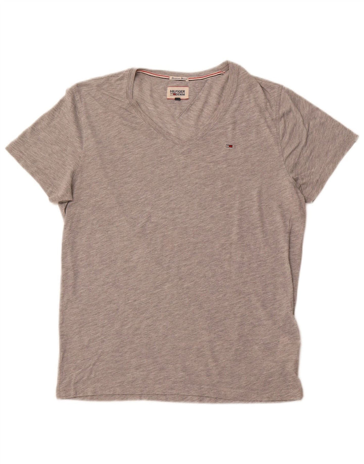 T-shirt męski TOMMY HILFIGER Średnio szary, bawełniany nakrapiany