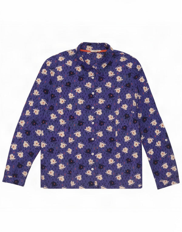 White Stuff Womens Shirt UK 14 Large Navy Blue Floral Cotton