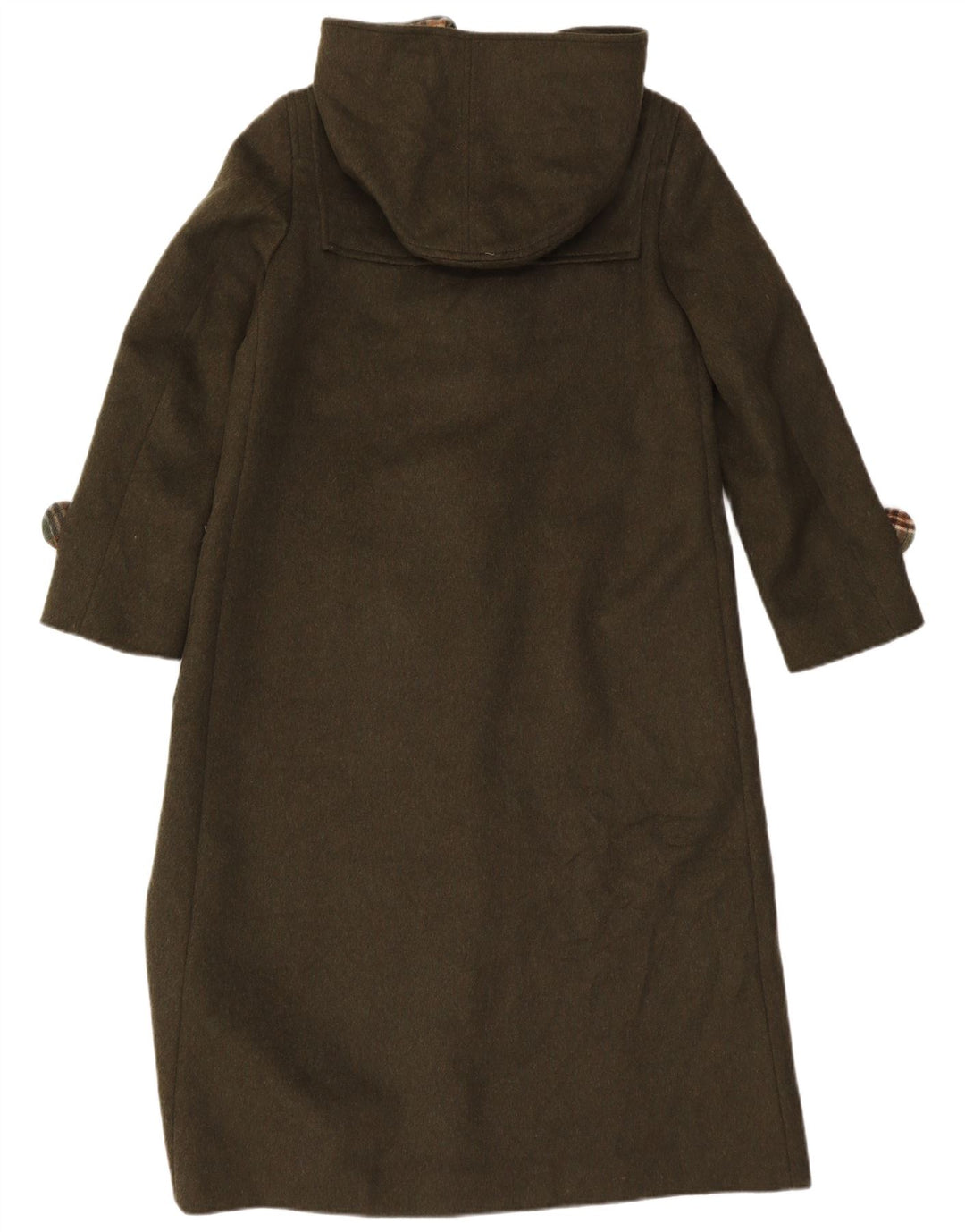 Damska budrysówka z kapturem w stylu vintage, EU 40, średnia wełna khaki