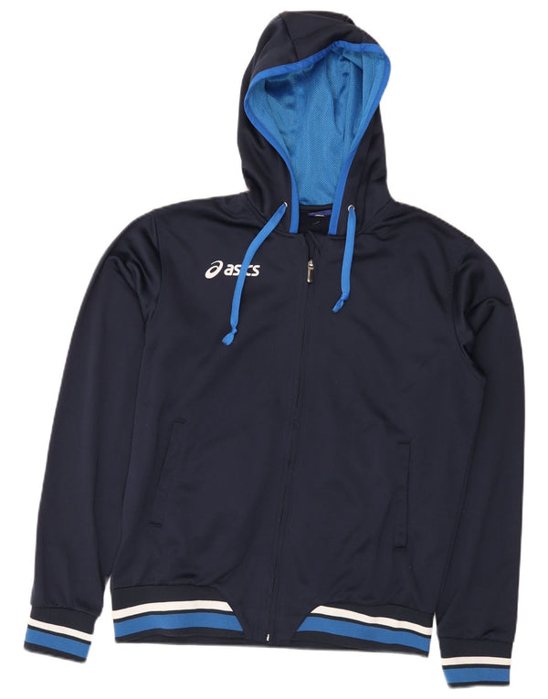 Męska bluza dresowa z kapturem Asics, średnia granatowa, blok kolorów