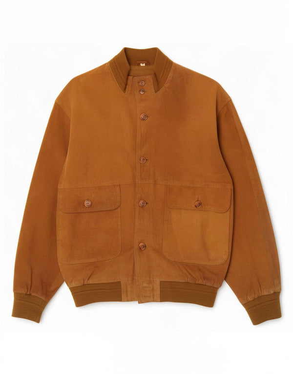 Vintage męska zamszowa kurtka bomber IT 54 2XL beżowa skóra
