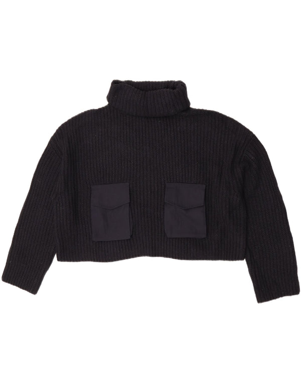 Damski sweter Zara Crop Oversize z golfem UK 14 Średni czarny