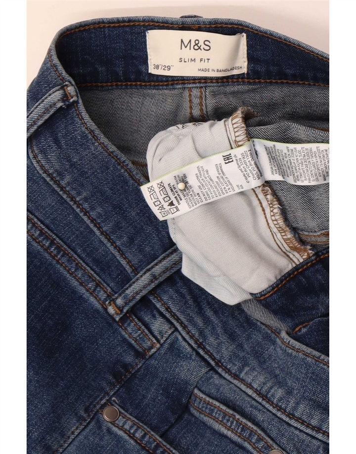 Marks & Spencer Męskie jeansy slim W38 L29 Niebieskie bawełniane