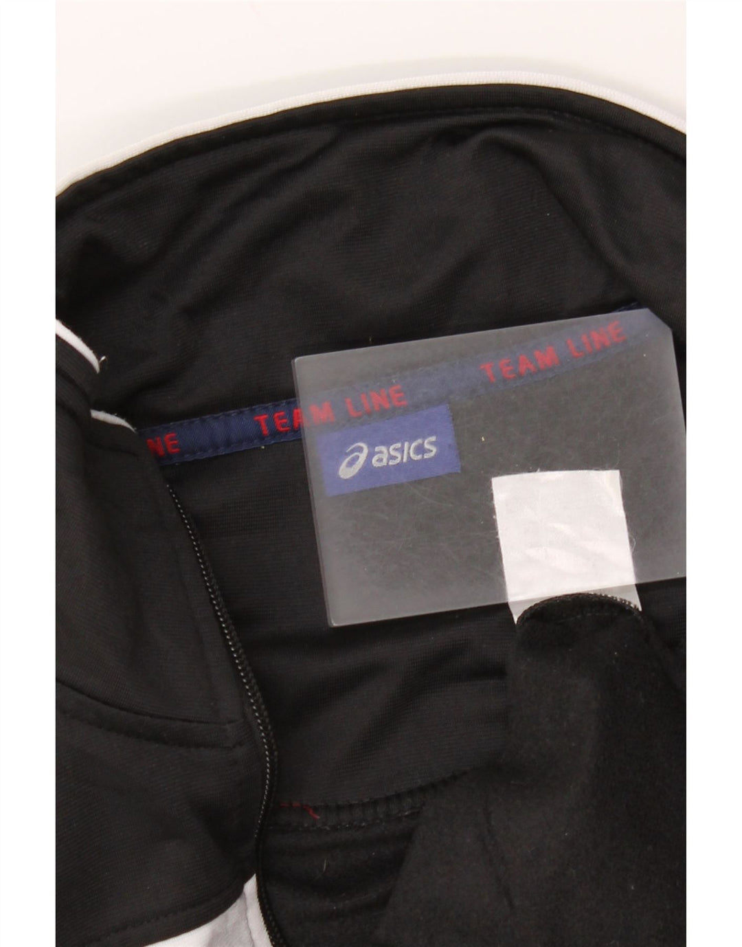 Męska kurtka dresowa Asics z grafiką, średnia czarna, poliester z blokami kolorów