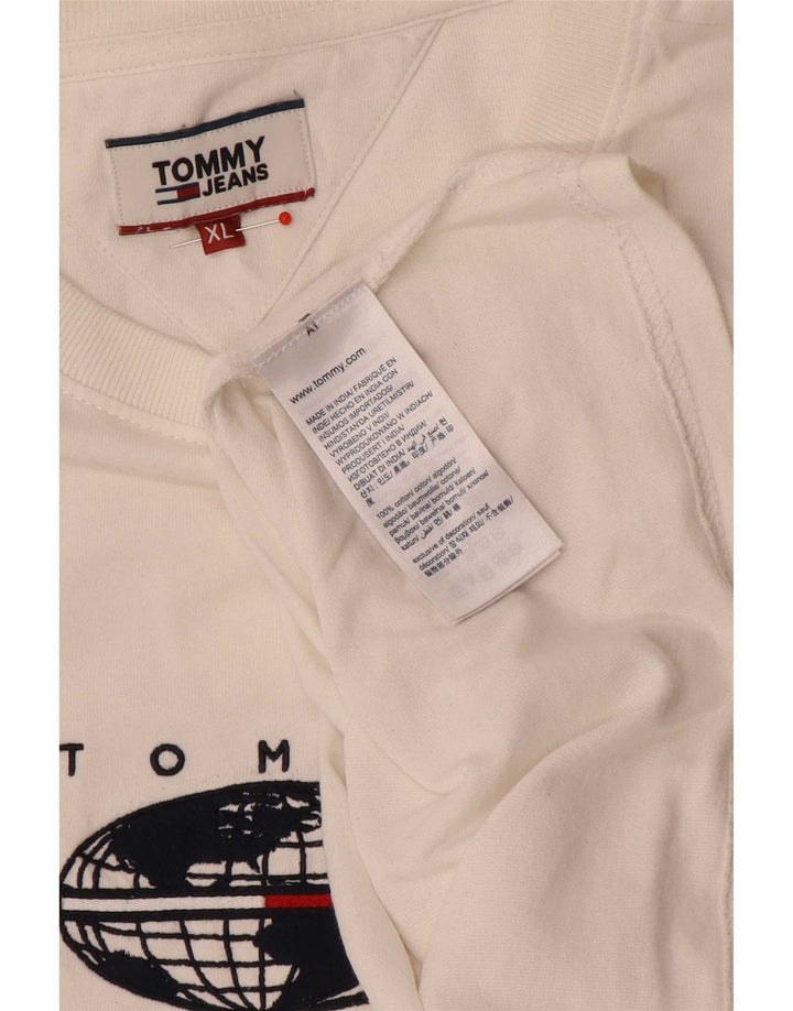 Męski top graficzny Tommy Hilfiger z długim rękawem XL, biała bawełna