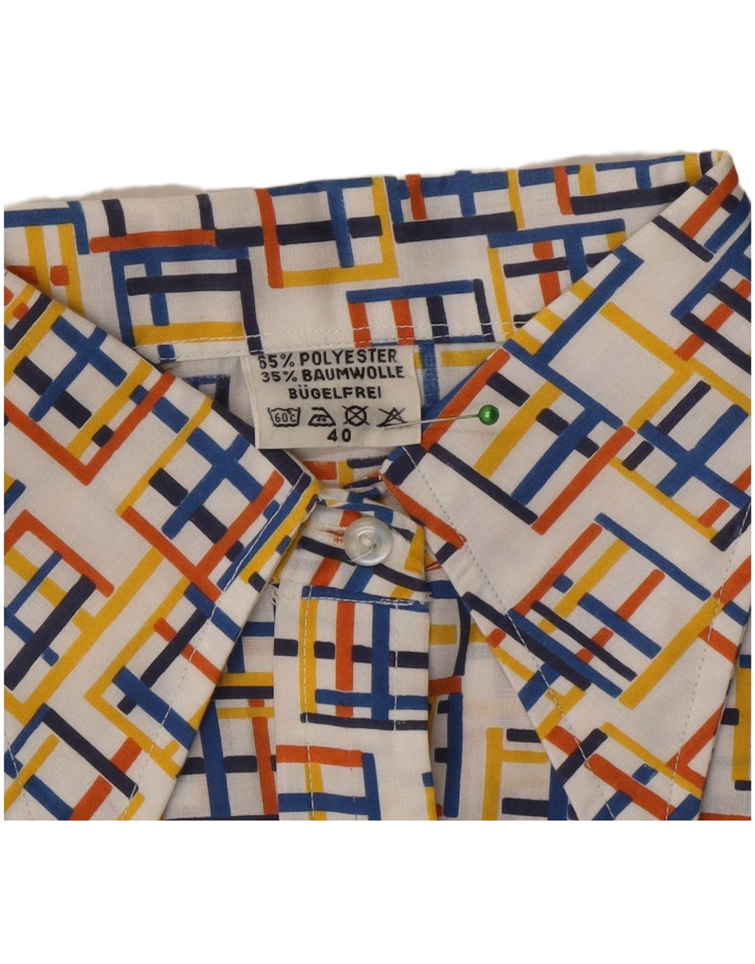 Damska bluzka koszulowa w stylu vintage EU 40 Średni wielobarwny geometryczny poliester