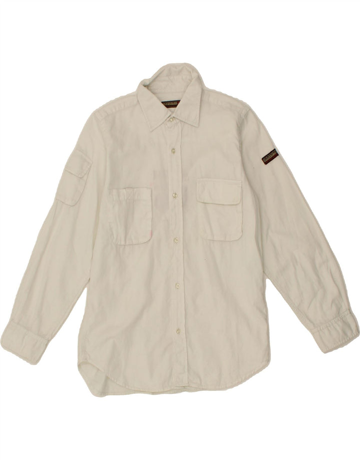 NAPAPIJRI Boys Graphic Shirt 9-10 Years White Cotton Vintage Napapijri and Second-Hand Napapijri from Messina Hembry 