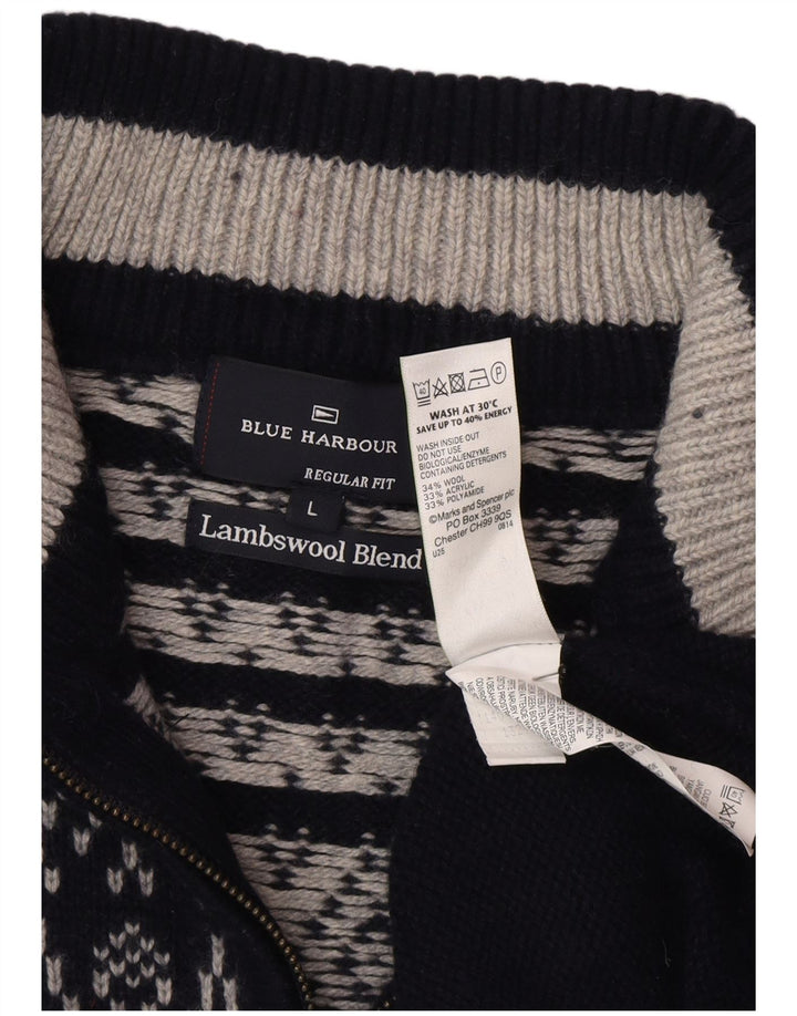 Marks & Spencer Męski sweter w kolorze niebieskim i zapinanym na zamek, duży, granatowy