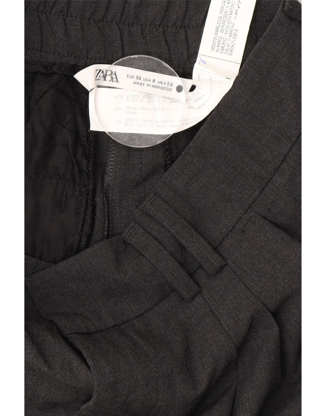 Damskie spodnie garniturowe Zara EU 32 2XS W22 L26 Szary poliester