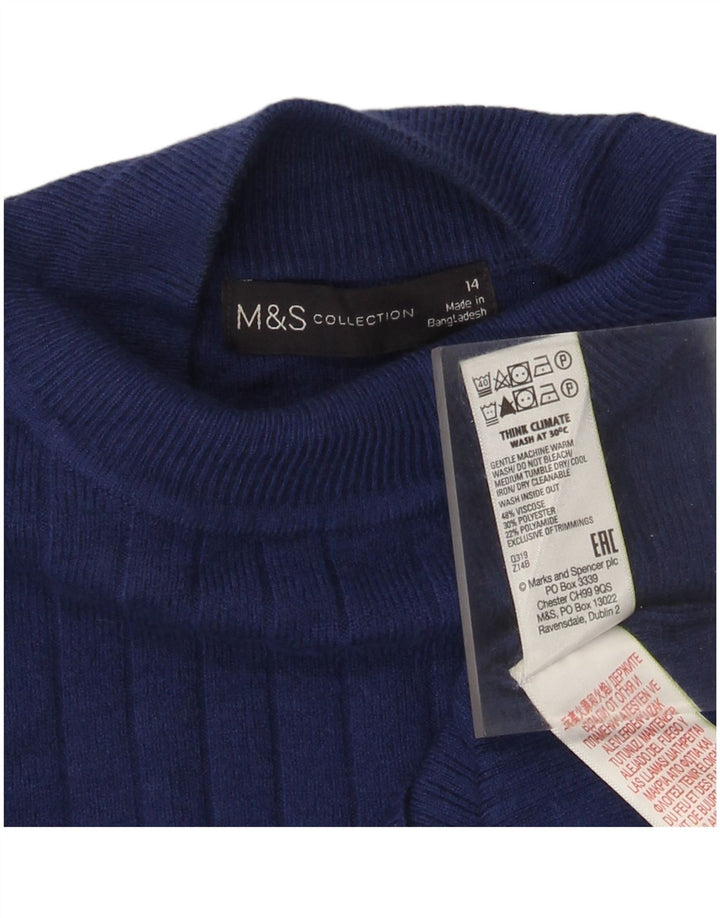 Marks & Spencer Damski sweter z golfem UK 14, średni niebieski