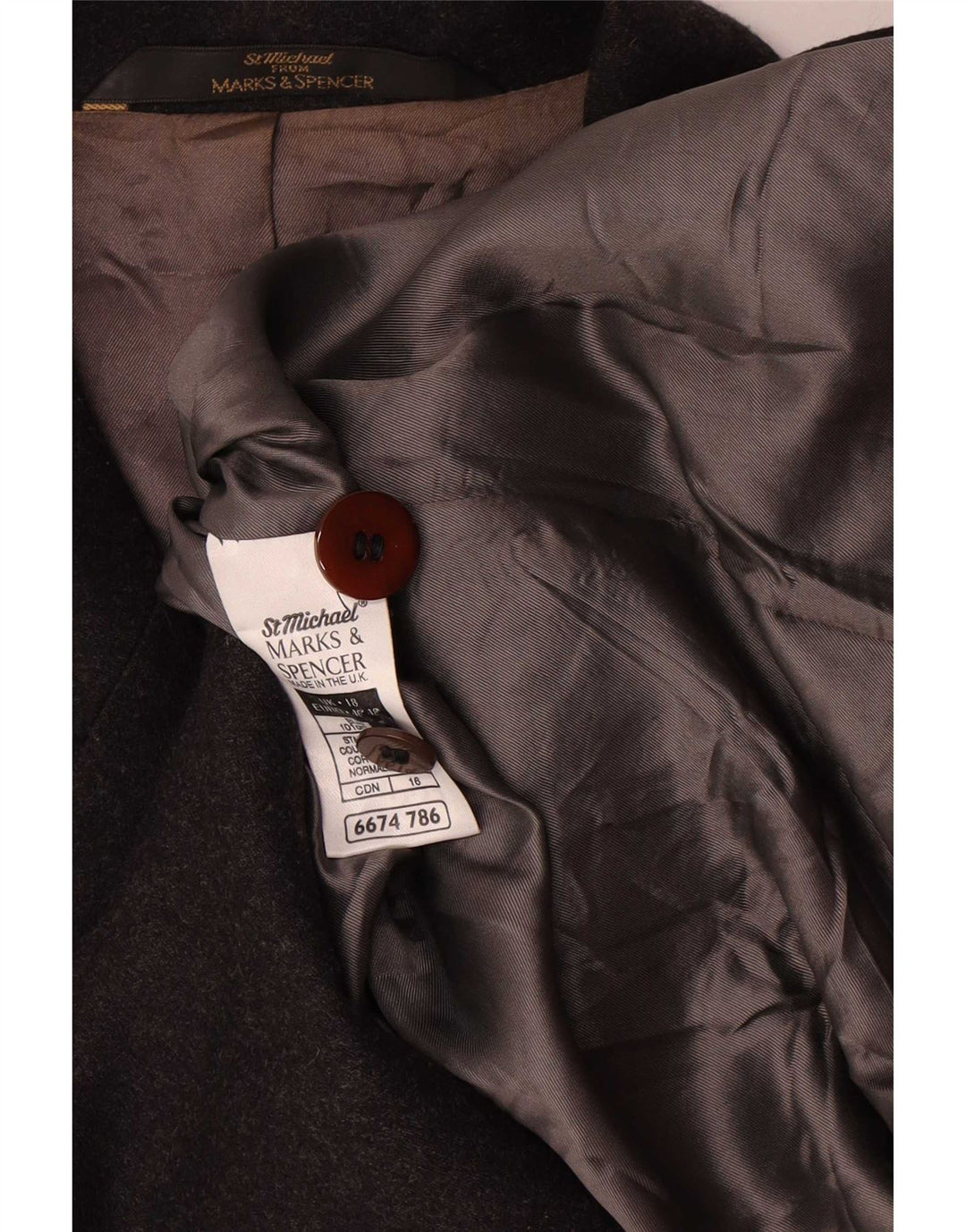 Marks & Spencer Damska marynarka zapinana na 5 guzików, UK 18 XL, szara wełna